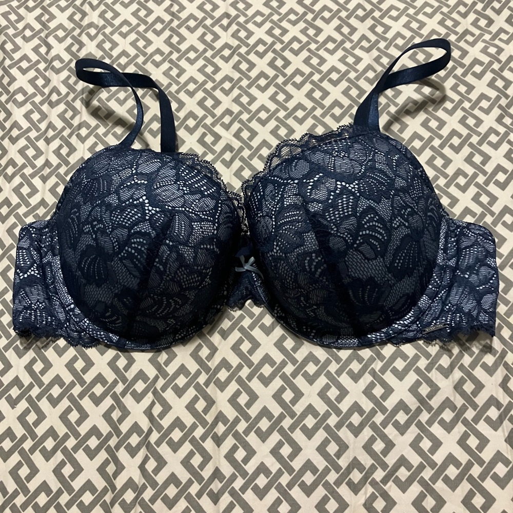 Blue lace bra
